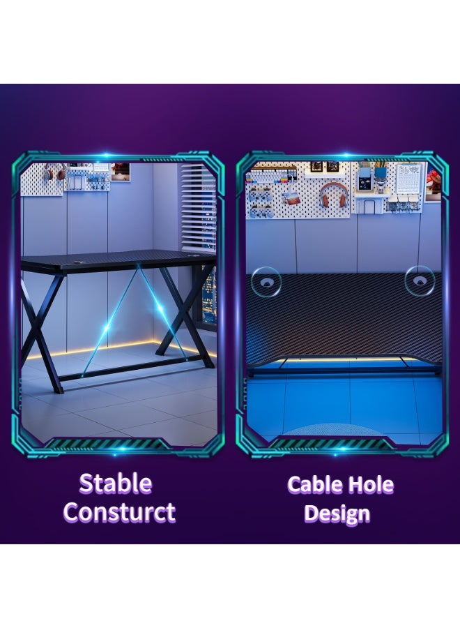 SHEIDLIN طاولة ألعاب مصممة وفق مبادئ علم الإنسان، وطاولة كمبيوتر بمقاسين مختلفين، وطاولة مكتب منزلية مزودة بإمكانية إدارة الكابلات، مثالية لاستخدامها في محطات العمل الإلكترونية من الألياف الكربونية في المساحات المحدودة. - Image 5